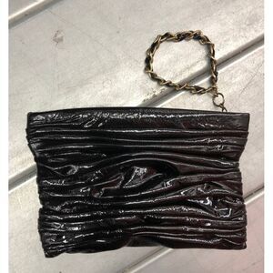 Onna Ehrlich Black Patent Leather Clutch‎